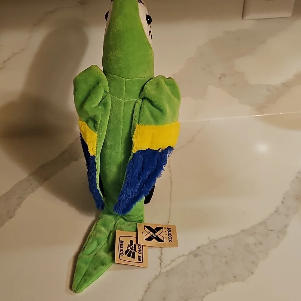 Xcaret Mexico Parrot Plush Toy Green Yellow Blue Single Unit